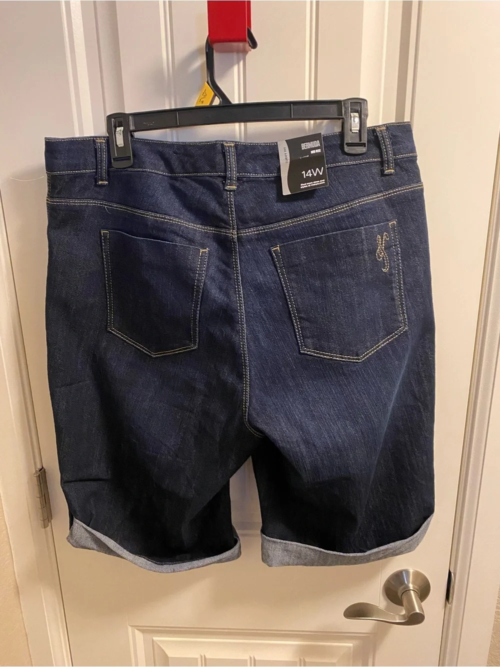 NWT Style Co 14W Jeans Shorts Dark Blue Stretch Denim Bermuda Curvy